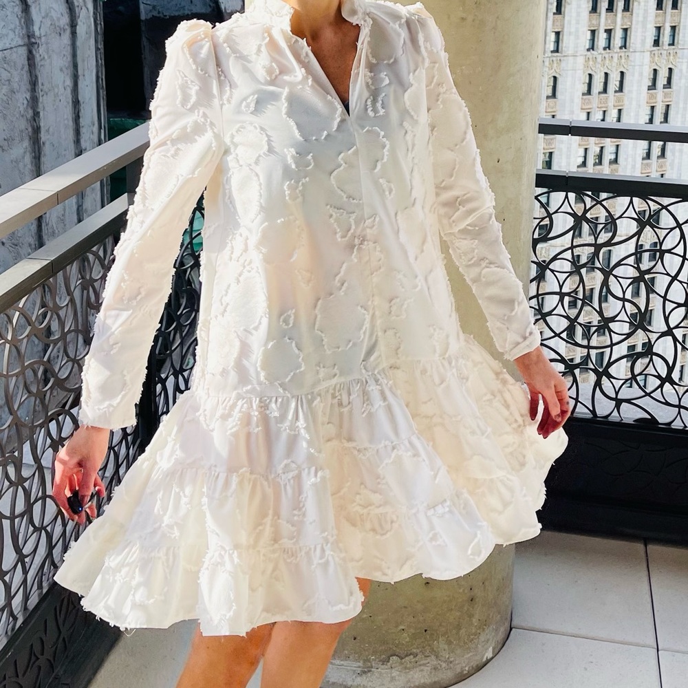 White Jacquard Dress